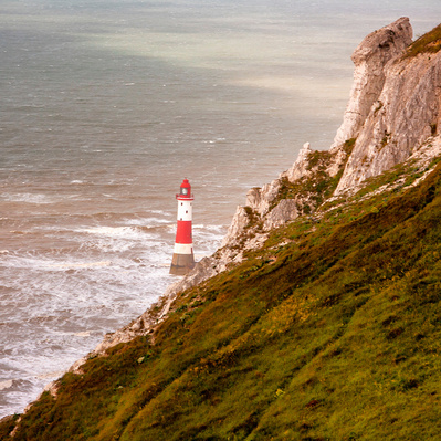 A colour photograph of Beachy head lighthouse, Sussex England