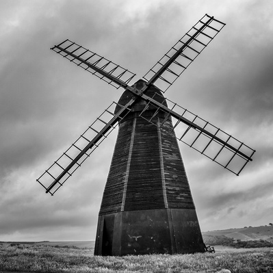 A windmill Rottingdean Sussex, England black-and-white photography