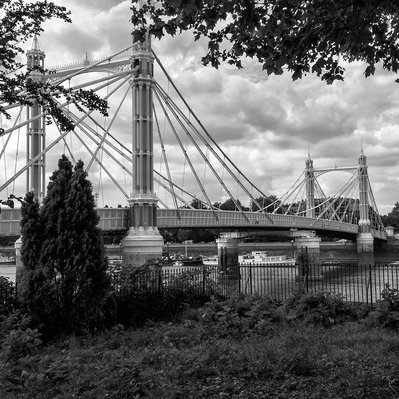 'Albert Bridge, Chelsea, London Black and White Photography'