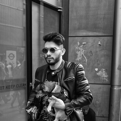 Tired pooch, London Street photography black and white