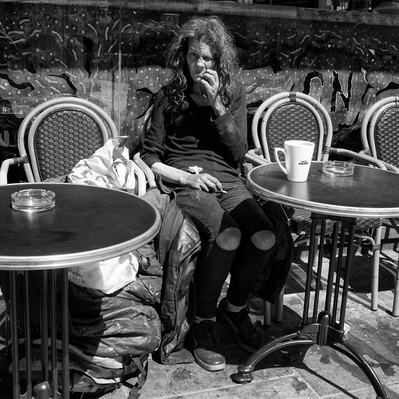 Coffee time - London Black and White Street Photography