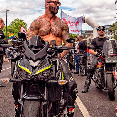 Guy with his motocycle, Pride in London 2022