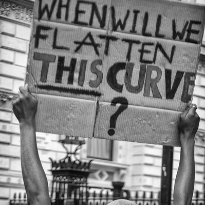 'Protester Holding a placard during the Black Lives Matter Protest, Black and White London Street Photography'