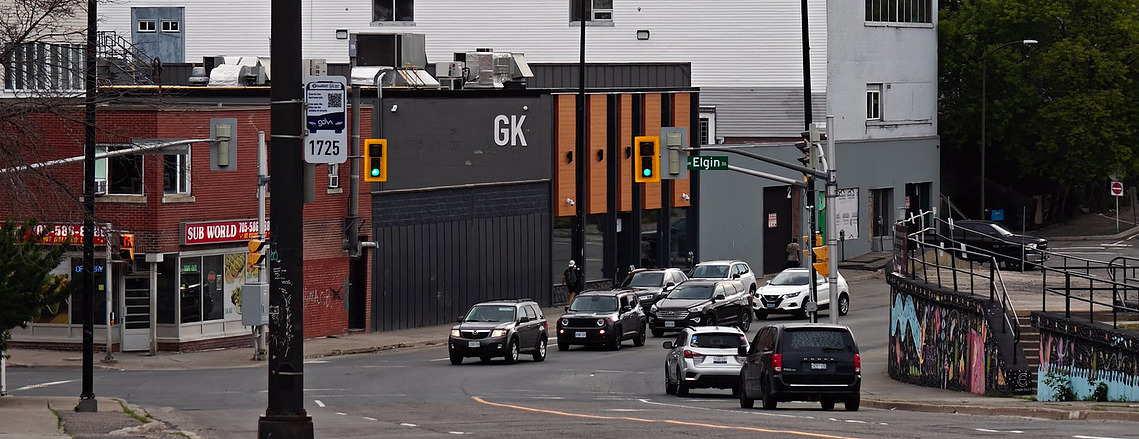 Exterior street view photo of the GK Studio  at 15 Mackenzie Street Sudbury, Ontario 2025. 