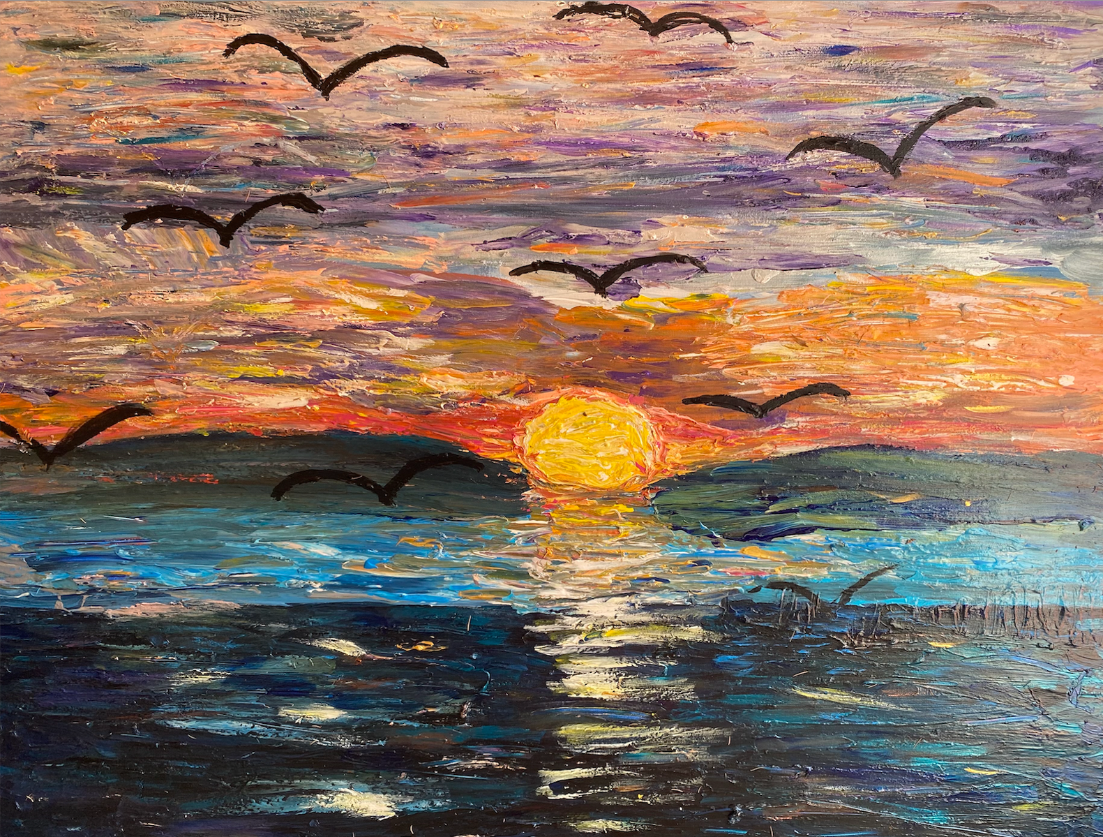 Painting of sunrise over Castro Valley