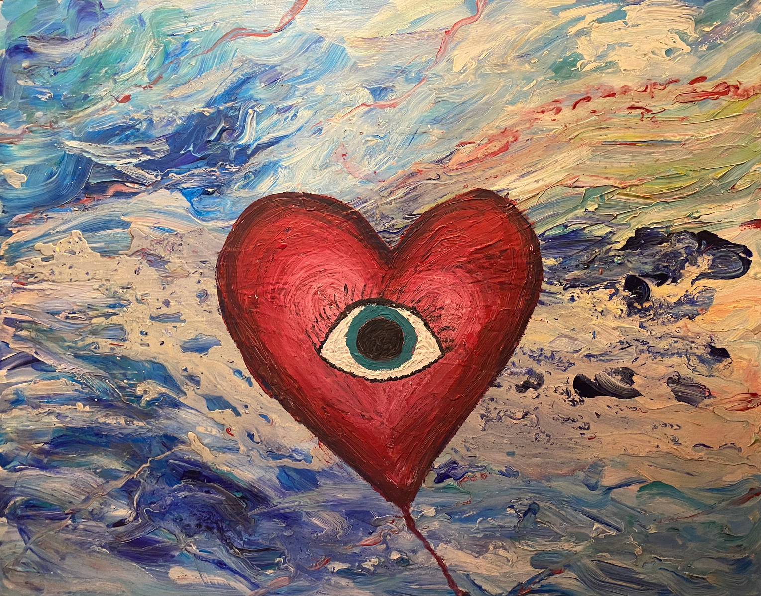Floating Heart with Eye painting