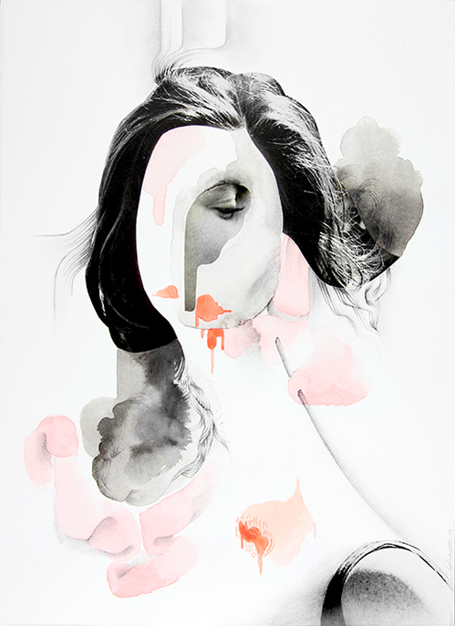 Gigi
9x12"
Collage sur papier aquarelle,
encre, graphite