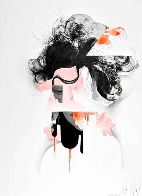 Marie
9x12"
Collage sur papier aquarelle,
encre, graphite
