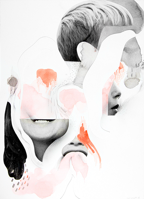 Robert + Josette
9x12"
Collage sur papier aquarelle,
encre, graphite