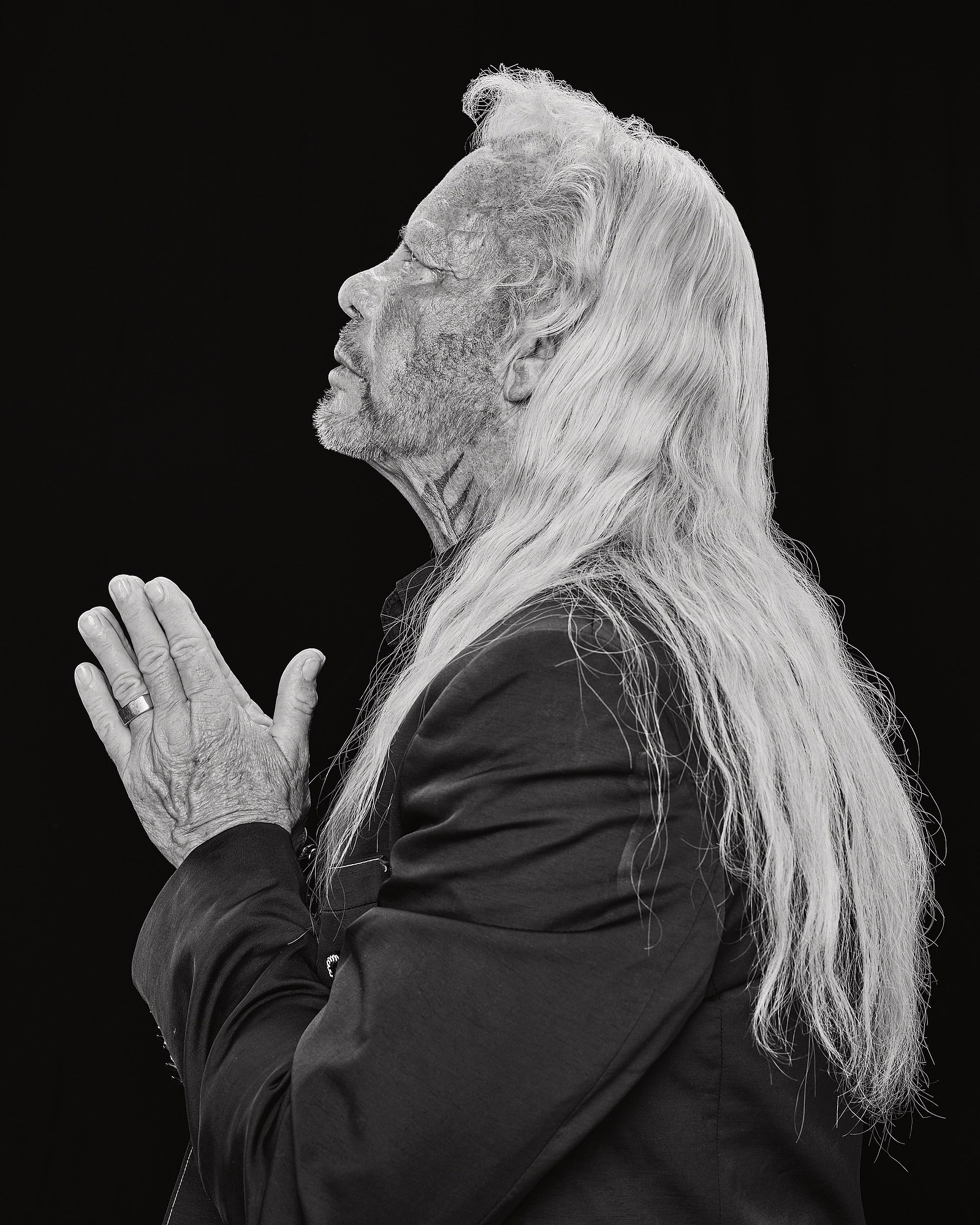 Black and white portrait of Duane 'Dog The Bounty Hunter' Chapman for his book Nine Lives and Counting, photographed by Chip Kalback in Denver, Colorado