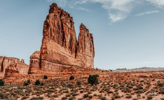 Rock at Arches National Park that is the shape of a mitten.