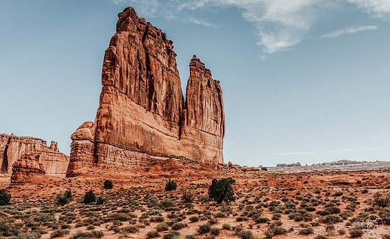 Rock at Arches National Park that is the shape of a mitten.