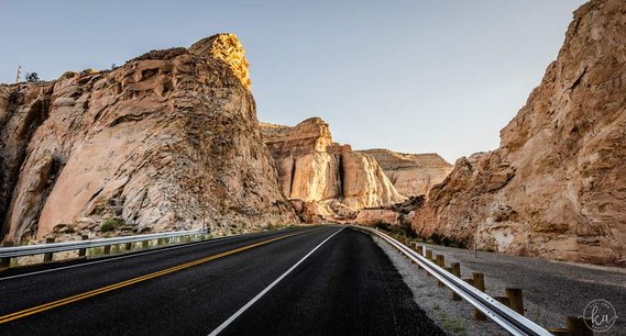 Road through the Utah desert.