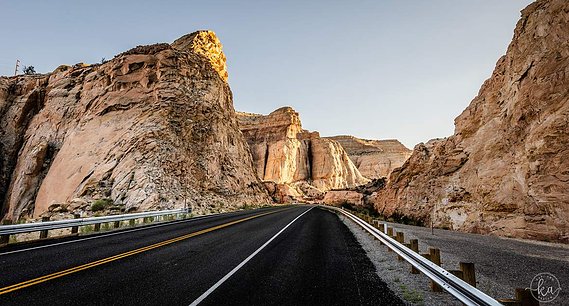 Road through the Utah desert.