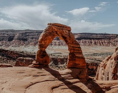 Landscape photography: shadows casting off the delicate arch of Arches National Park in Utah