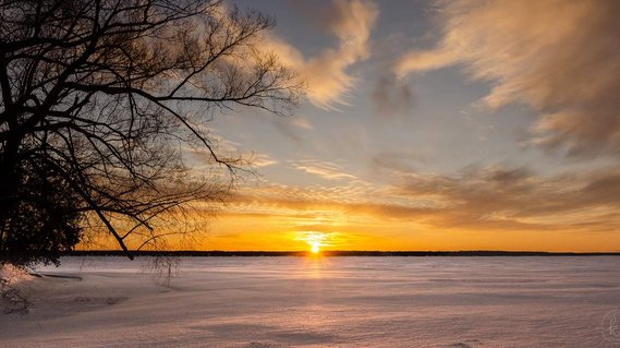 sunset over a lake in Michigan