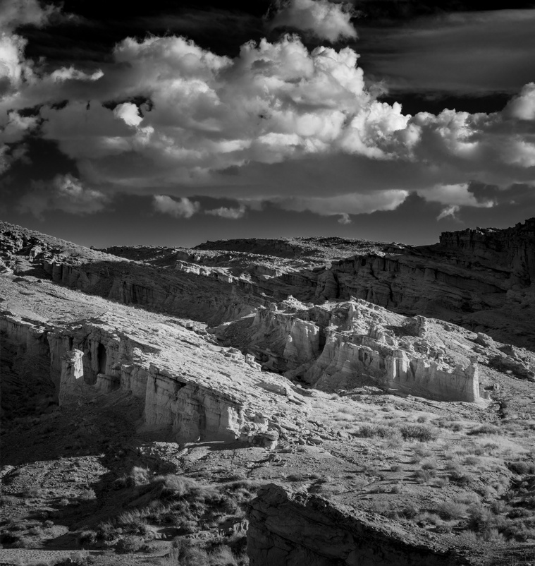 Storm clouds gather over the Mojave Desert, California.