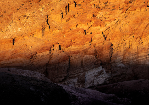 Light and shadow, in the high Mojave Desert, Red Rock Canyon State Park, California.
