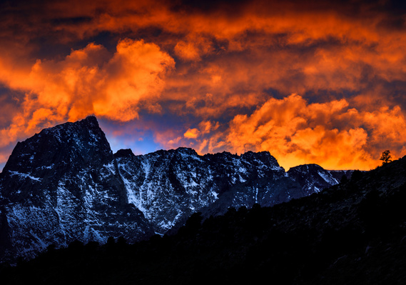 Mount Humphreys, and High Sierra sunset, California.