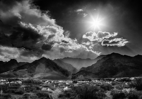 Late afternoon sun over the Sierra Nevada, from the Owens Valley, California.
