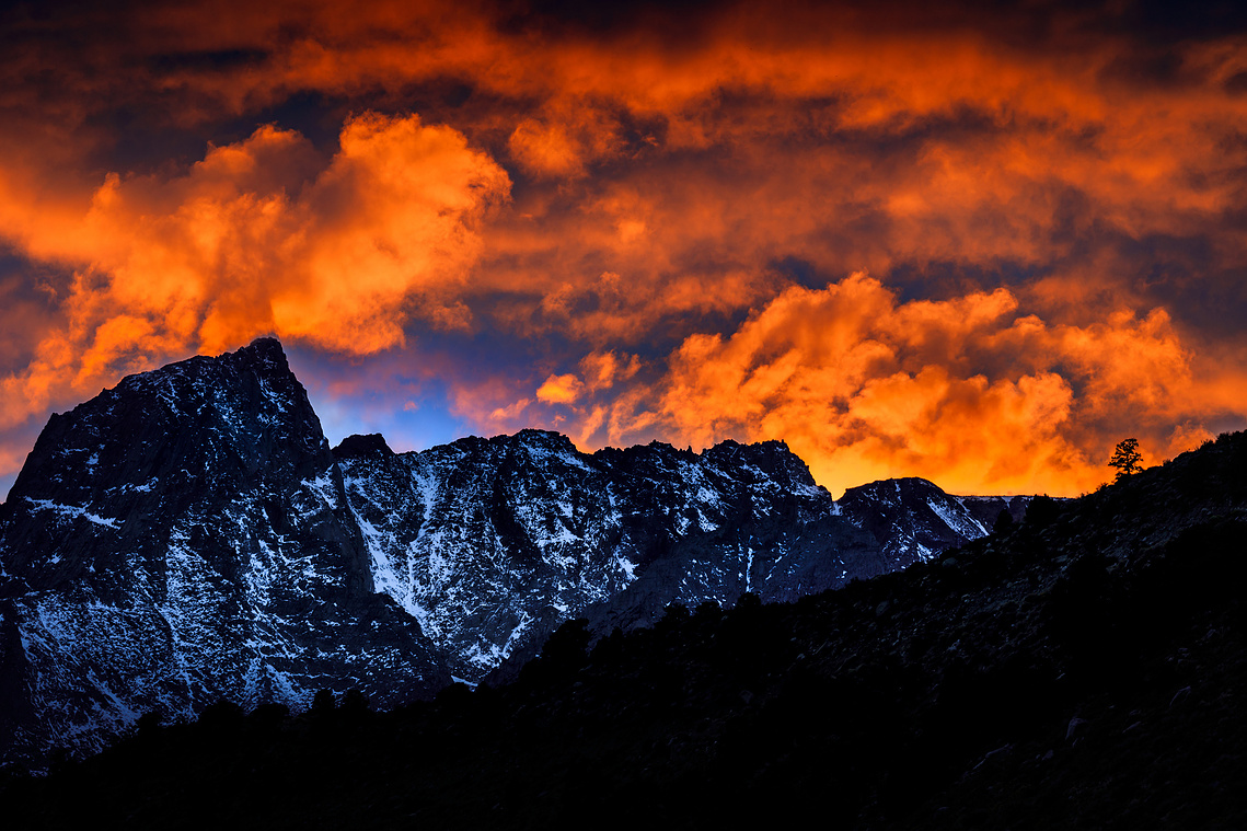 Mount Humphreys, and High Sierra sunset, California.