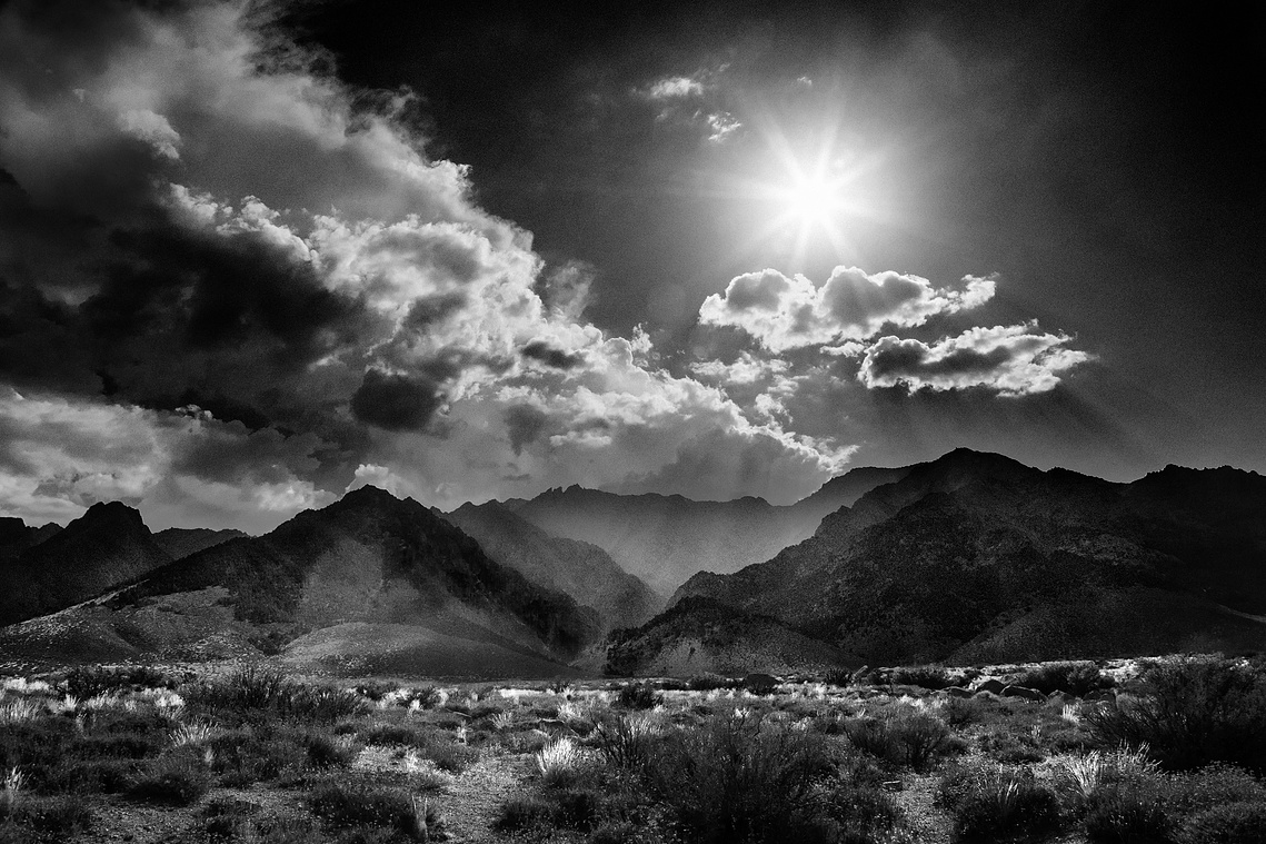 Late afternoon sun over the Sierra Nevada, from the Owens Valley, California.
