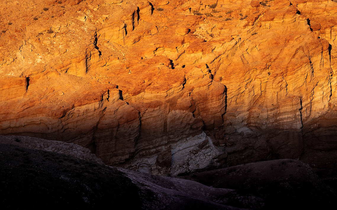 Light and shadow, in the high Mojave Desert, Red Rock Canyon State Park, California.
