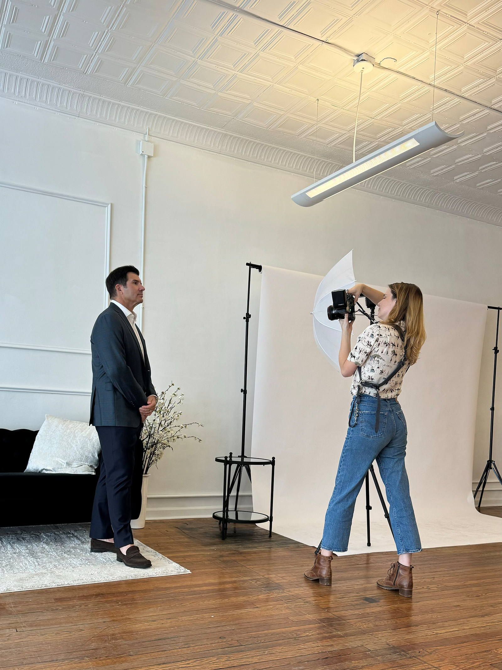 Behind the scenes photo of a professional headshot photoshoot in atlanta georgia at The Social Studio