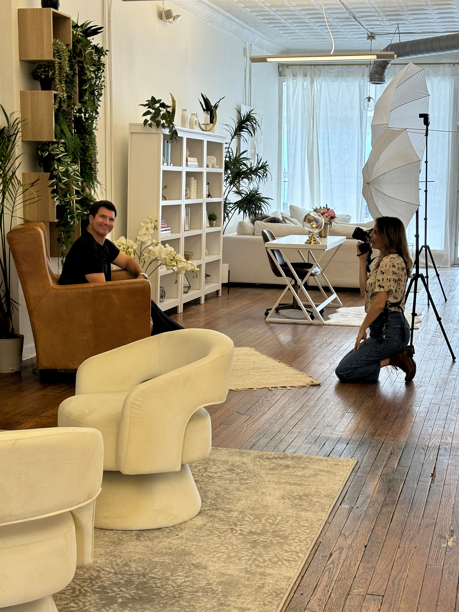 Behind the scenes photo of a professional headshot photoshoot in atlanta georgia at The Social Studio
