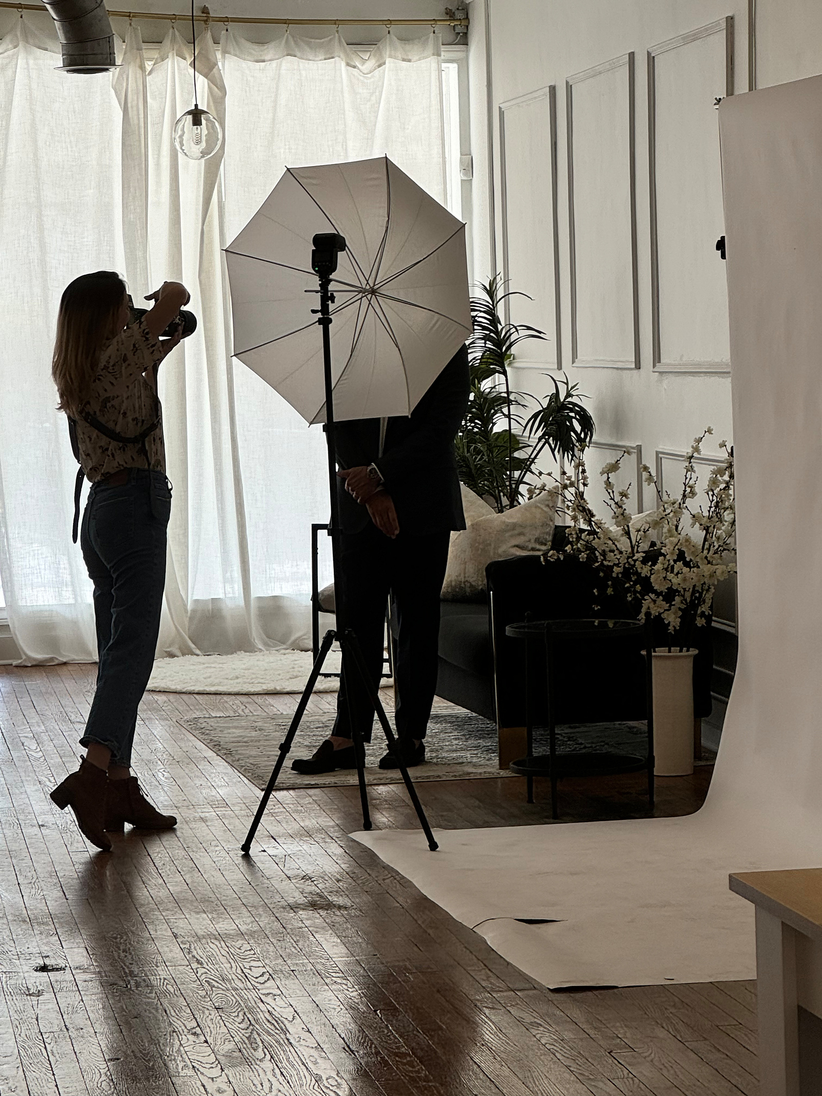 Behind the scenes photo of a professional headshot photoshoot in atlanta georgia at The Social Studio