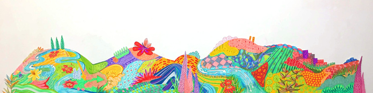 Patchwork Hills. Marker on Bristol paper. 11 x 52