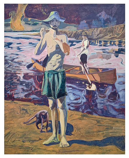 Danny Leyland. ​Lord of the meeting rivers, 2023. Oil on board. 75 x 60.5 cm