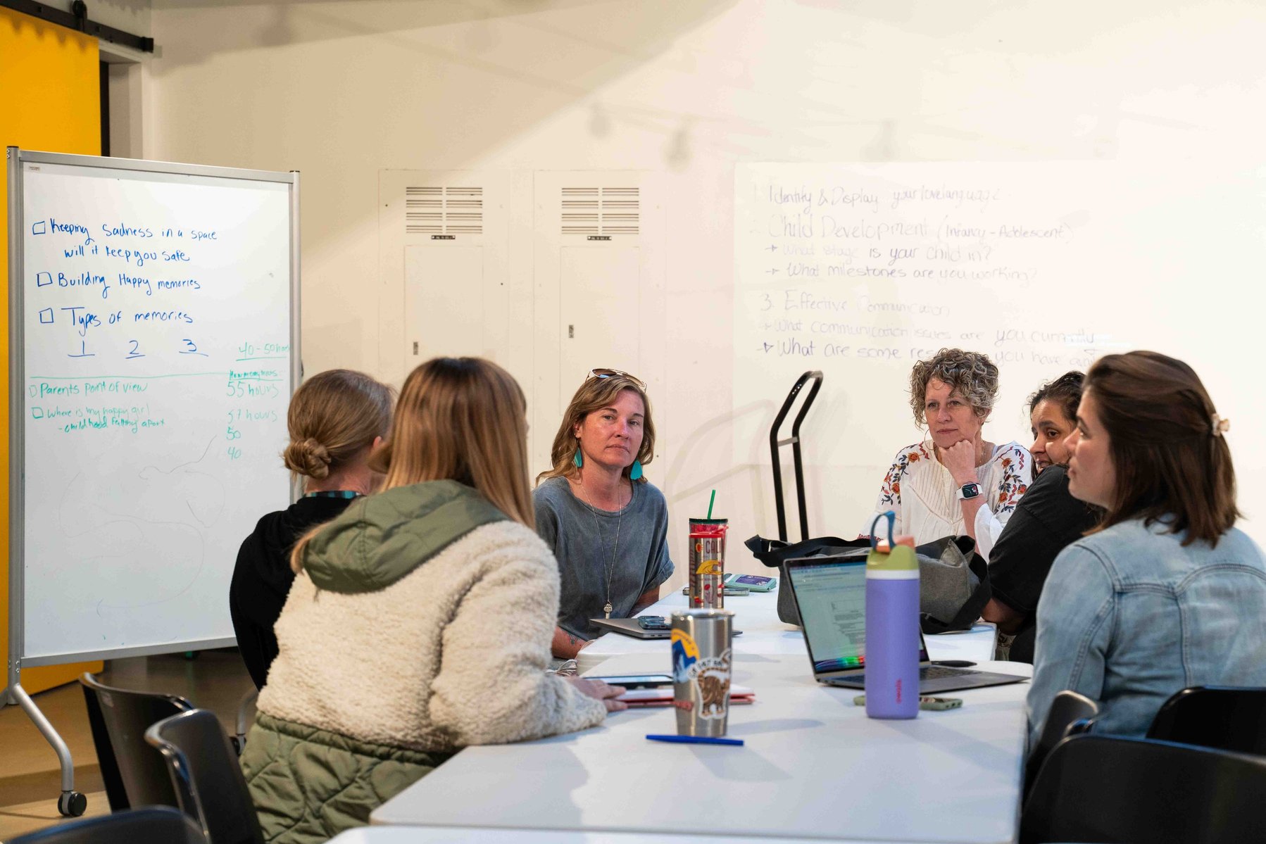 Melissa Pettey, the principal of Lumen High School, meets with school support staff on March 19, 2024 to discuss current student needs.