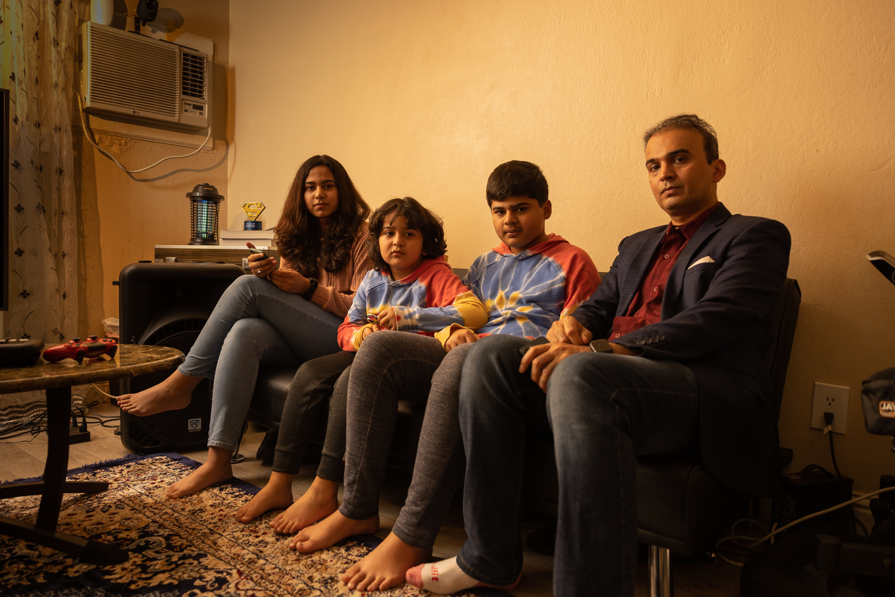 Rameen Aziz (far right) with children  Imaan, Abram, and Yousof (left to right, ages 13, 6, and 11).

Photo by Ryan Angel Meza for Sacramento Magazine, January 2022.