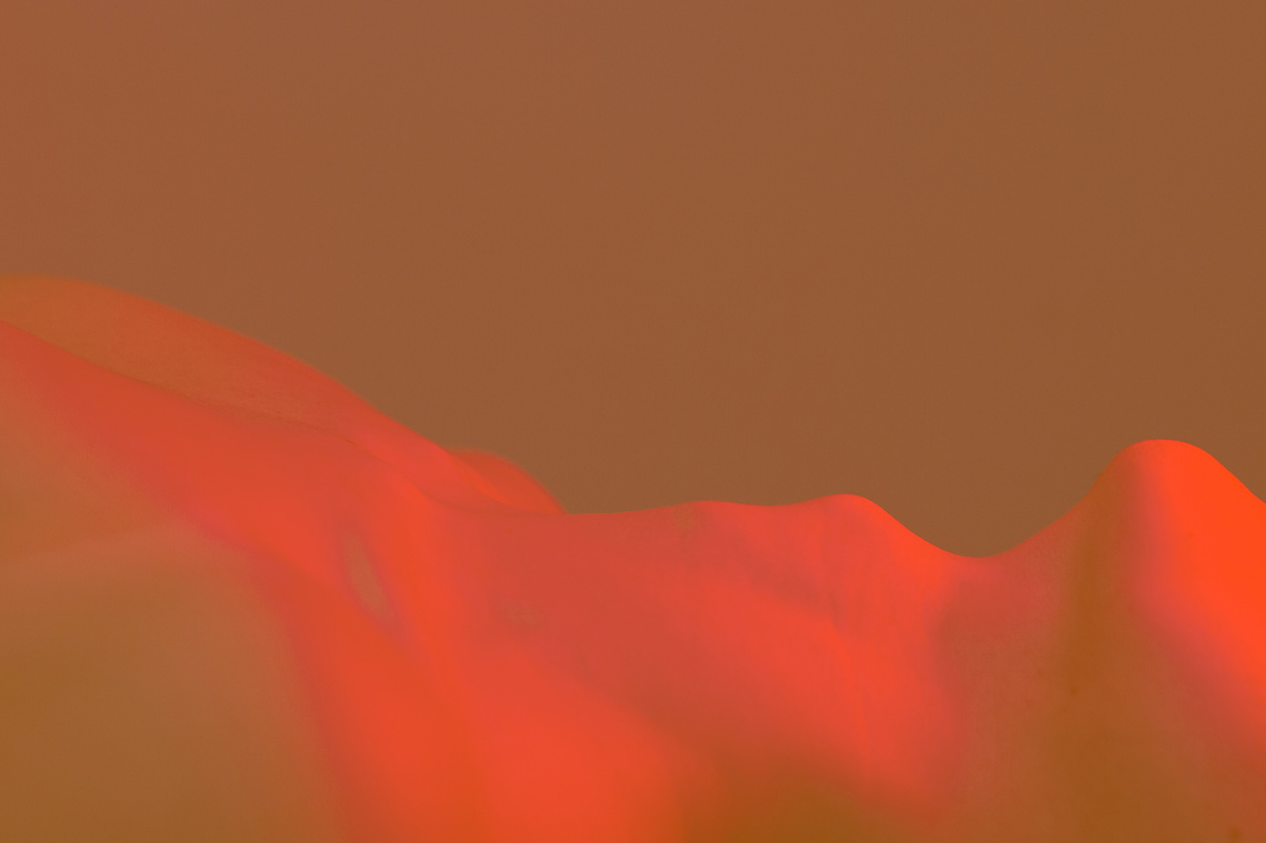 man nude body under the orange light looks alike the landscape of the desert photographed by Ria Ryu photographer 