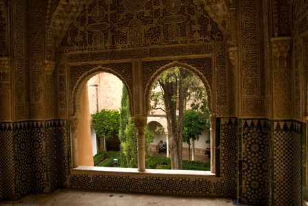 Bench in Nasrid Palace Granada 