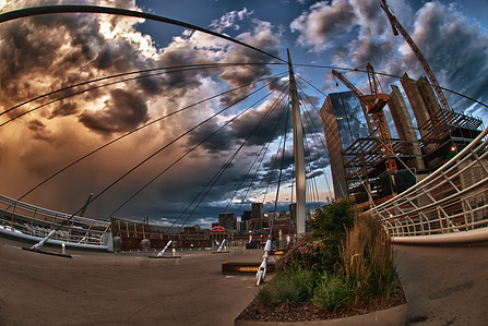 Millennium Bridge, Denver, Colorado, HDR, Lodo, Lower Downtown, Urban