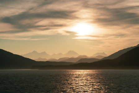 ​Alaska Sunset, Alaska, Cruise, Gulf of Alaska, Mountains, Sunset