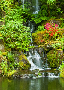 Waterfall at the Japanese Gardens in Portland Oregon