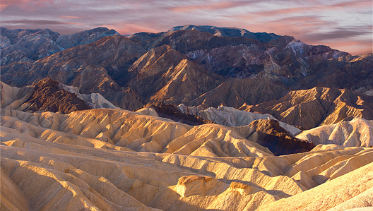Sunrise, Zebriske Point, Death Valley, colorful rocks