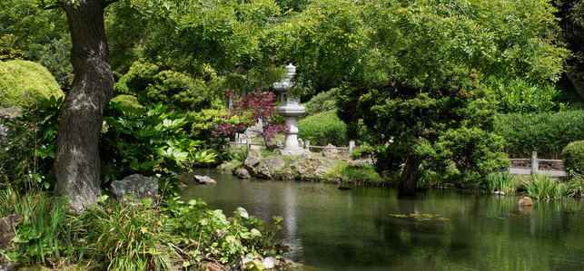Panorama, Peace Lantern, Japanese Tea Garden, Goldden Gate Park, San Francisco, California, Granite, Gift from Japan Children, 1953