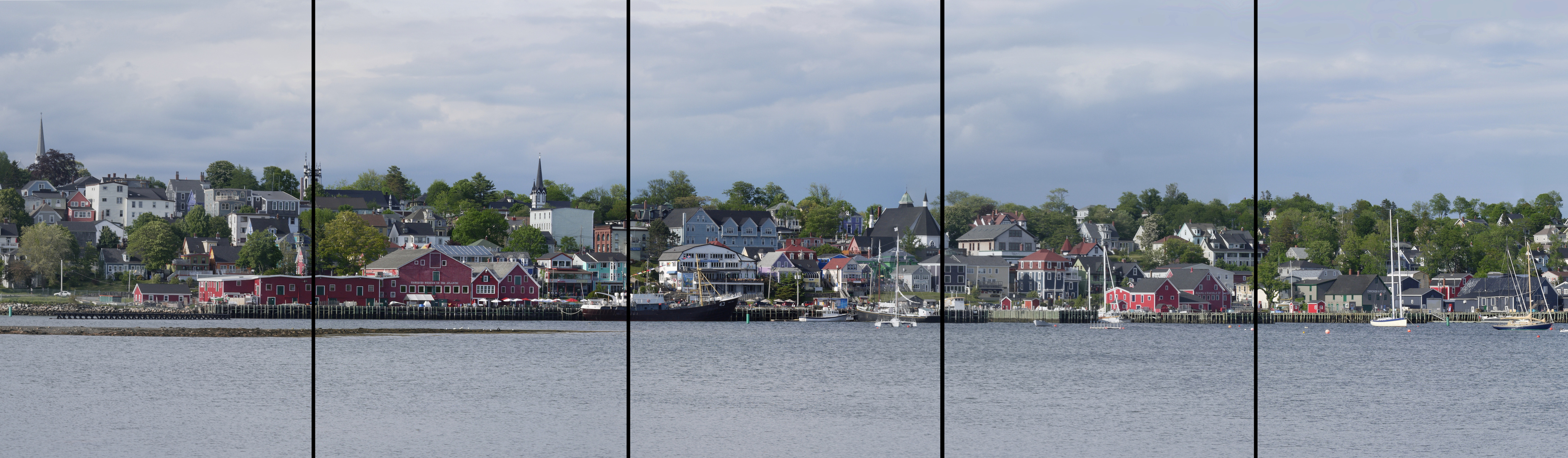 Down East Harbor 5 Panel Panorama