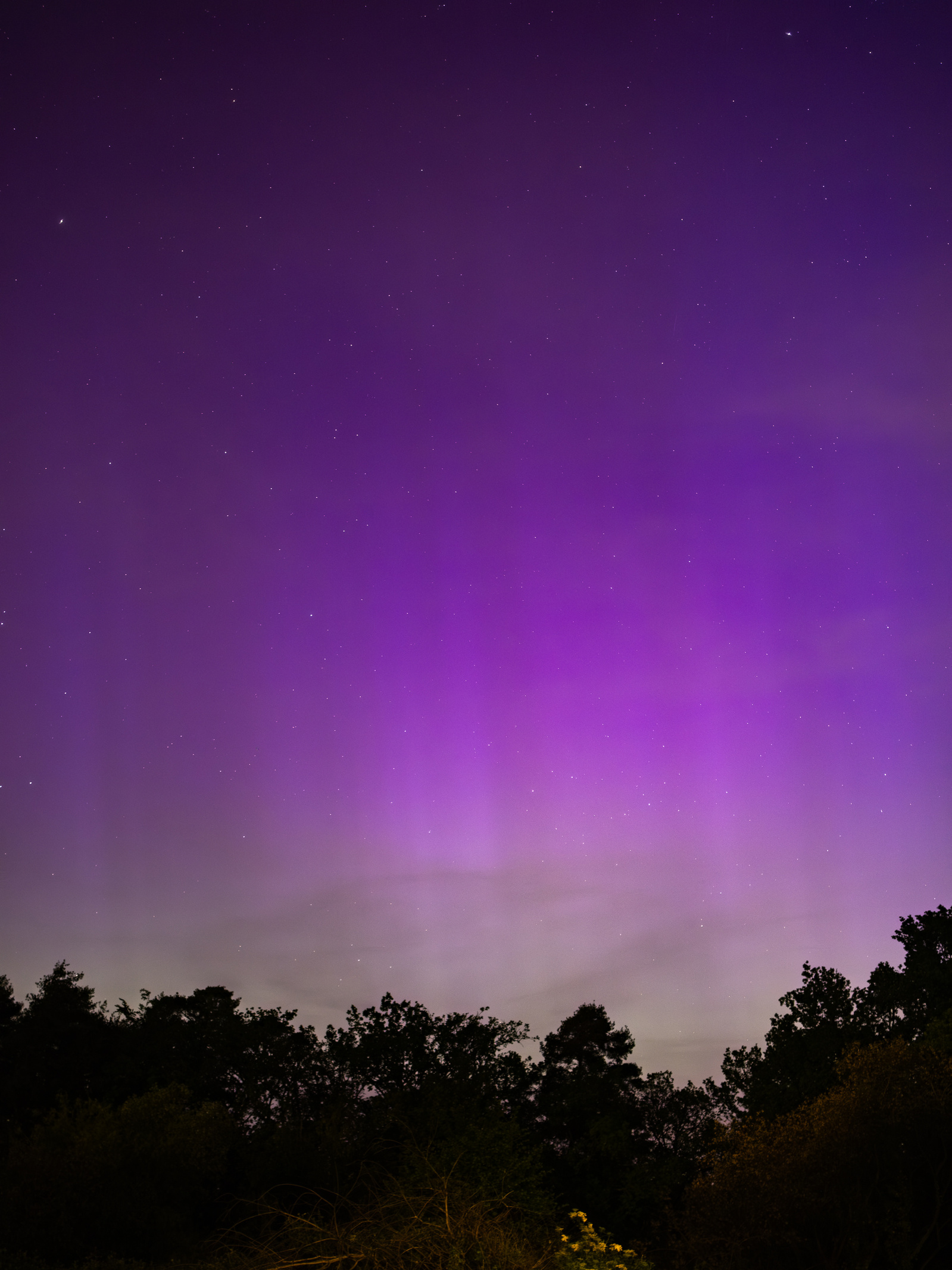 The Aurora Borealis as seen over Woking, England during 2024 solar storm