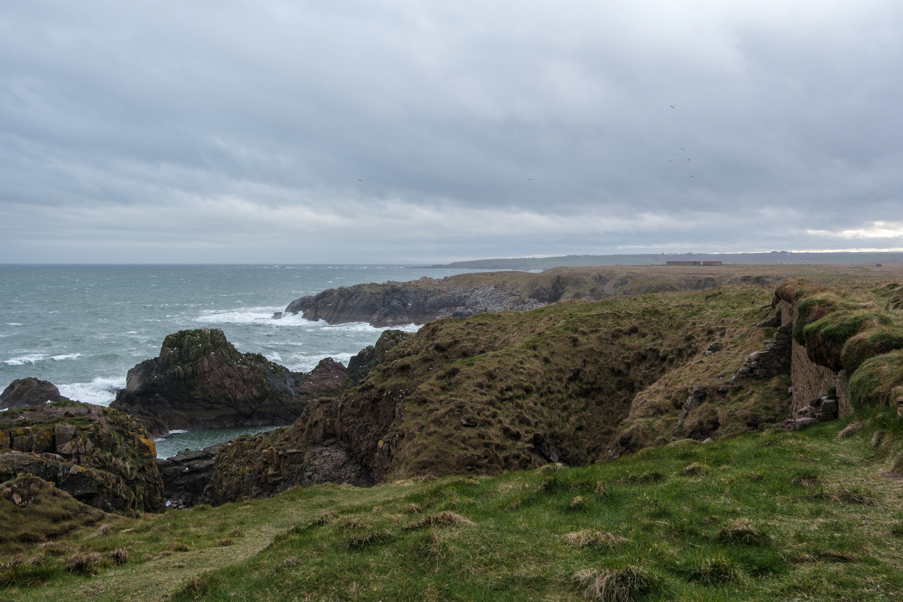 Cliffs and sea in Aberdeenshire, Scotland