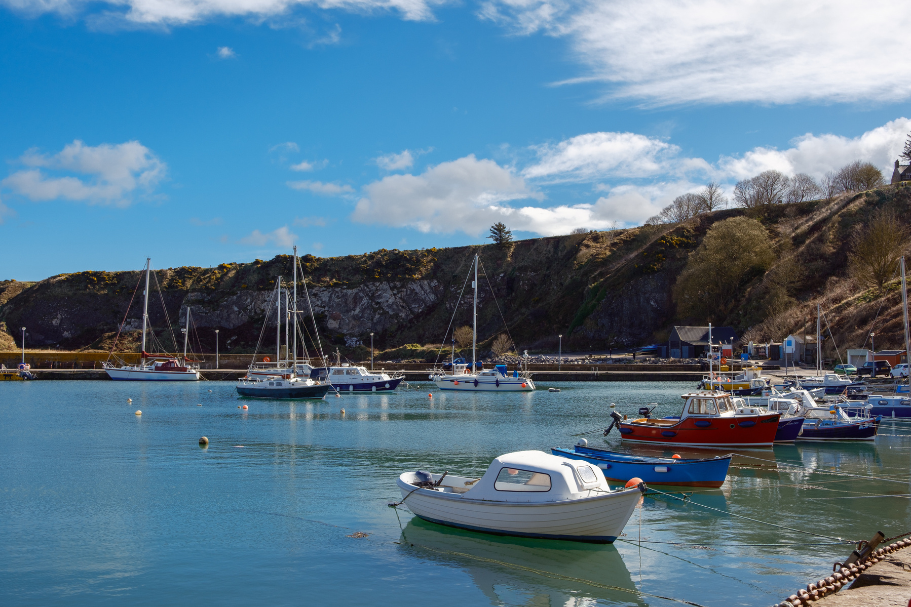 Boats in Port harbour of Stonehaven, Aberdeenshire, Scotland