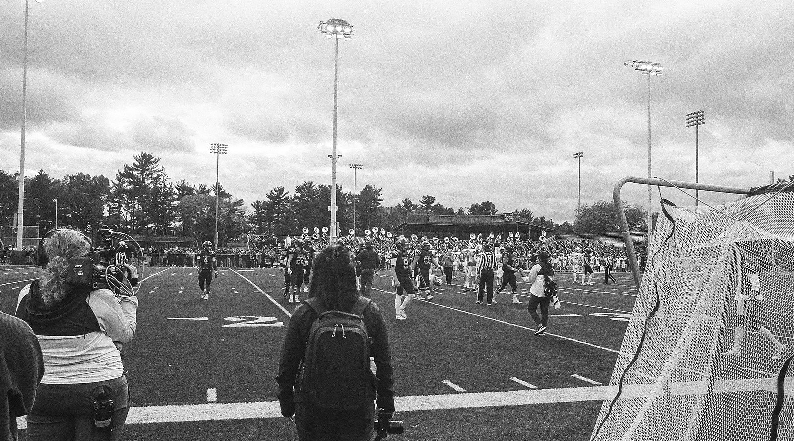 Film photography, 35mm film photography, street photography, sports photography, football, football photography, black and white film photography, University of Wisconsin Eau Claire Blugolds