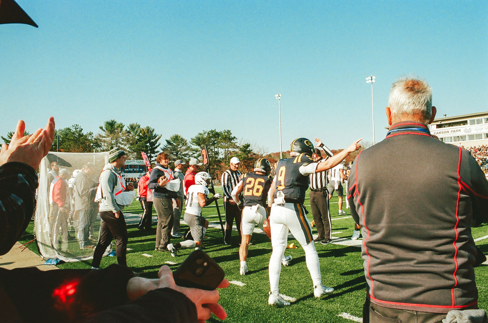 Film photography, 35mm film photography, street photography, sports photography, football, football photography, black and white film photography, University of Wisconsin Eau Claire Blugolds