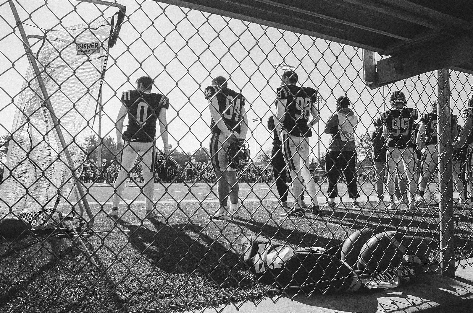 Film photography, 35mm film photography, street photography, sports photography, football, football photography, black and white film photography, University of Wisconsin Eau Claire Blugolds