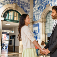 ensaio fotográfico na estação de São Bento no Porto