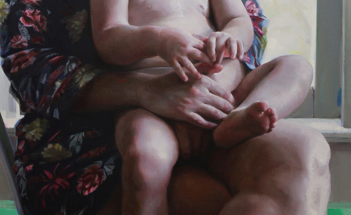 painted hands and feet of baby and mother